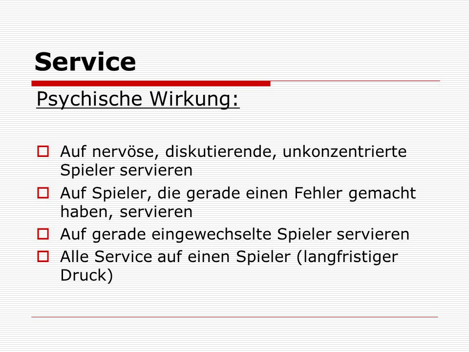 Service Psychische Wirkung: