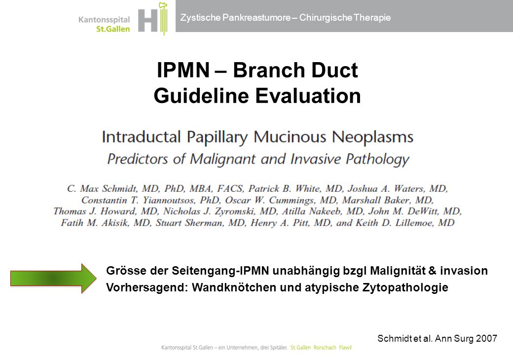 IPMN – Branch Duct Guideline Evaluation
