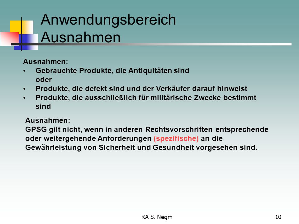 Anwendungsbereich Ausnahmen