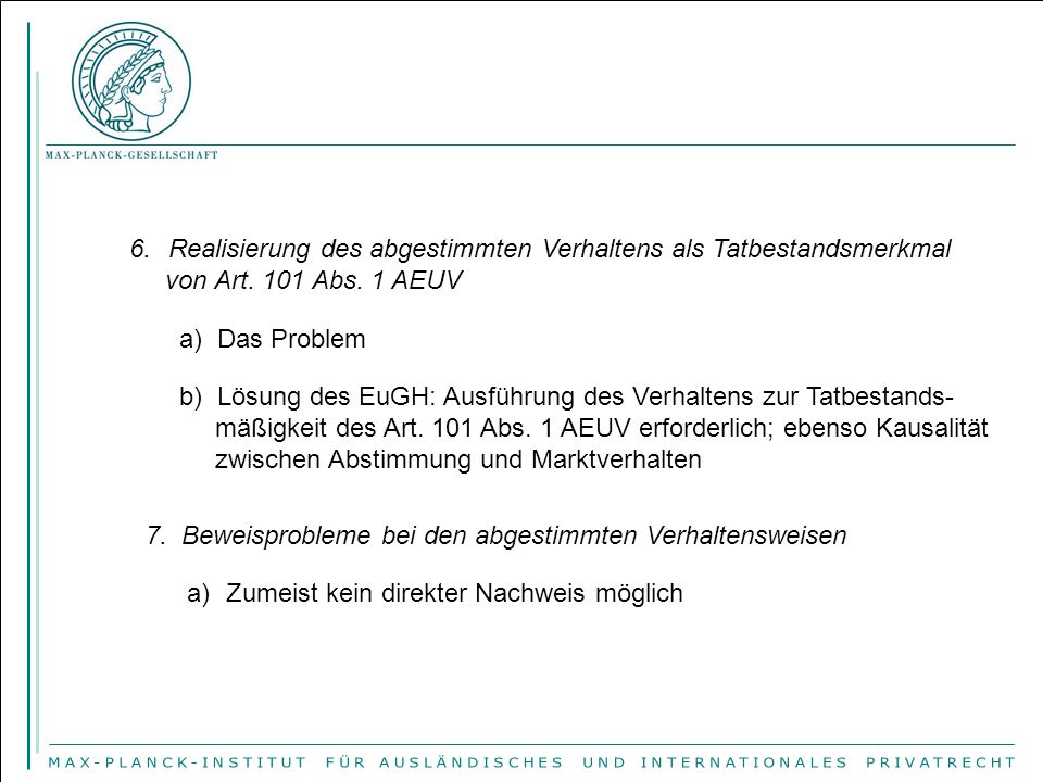 Realisierung des abgestimmten Verhaltens als Tatbestandsmerkmal