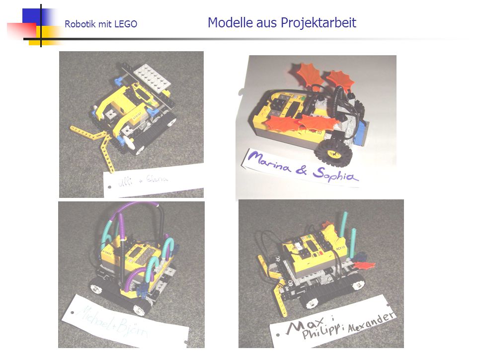 Robotik mit LEGO Modelle aus Projektarbeit
