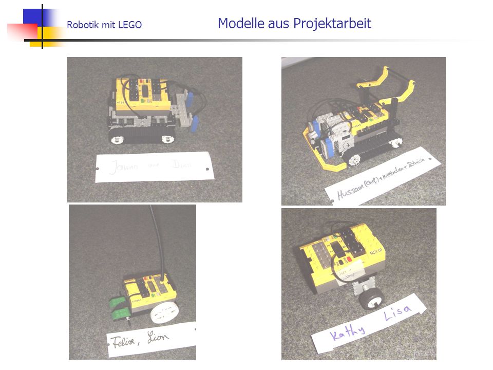 Robotik mit LEGO Modelle aus Projektarbeit