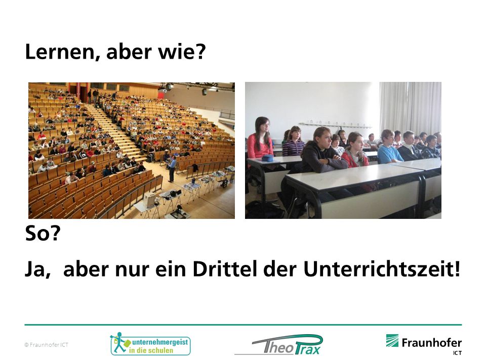 Lernen, aber wie So Ja, aber nur ein Drittel der Unterrichtszeit!