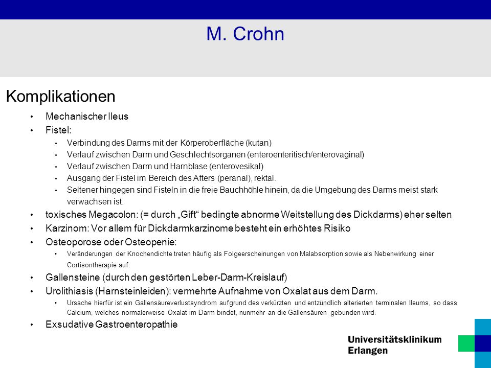 M. Crohn Komplikationen Mechanischer Ileus Fistel:
