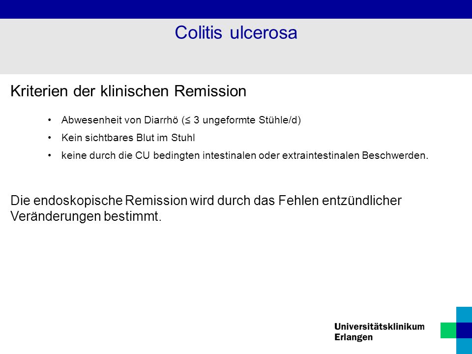 Colitis ulcerosa Kriterien der klinischen Remission