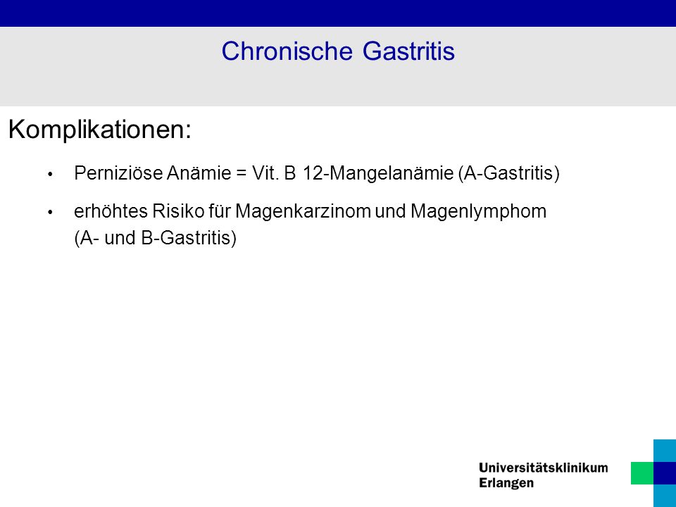 Chronische Gastritis Komplikationen: