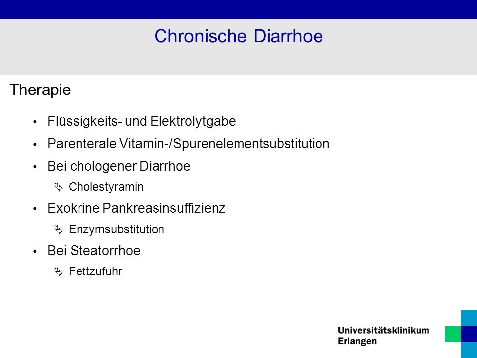 Chronische Diarrhoe Therapie Flüssigkeits- und Elektrolytgabe