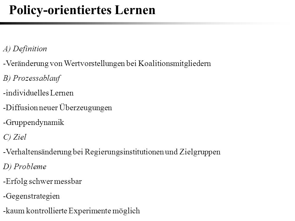 Policy-orientiertes Lernen