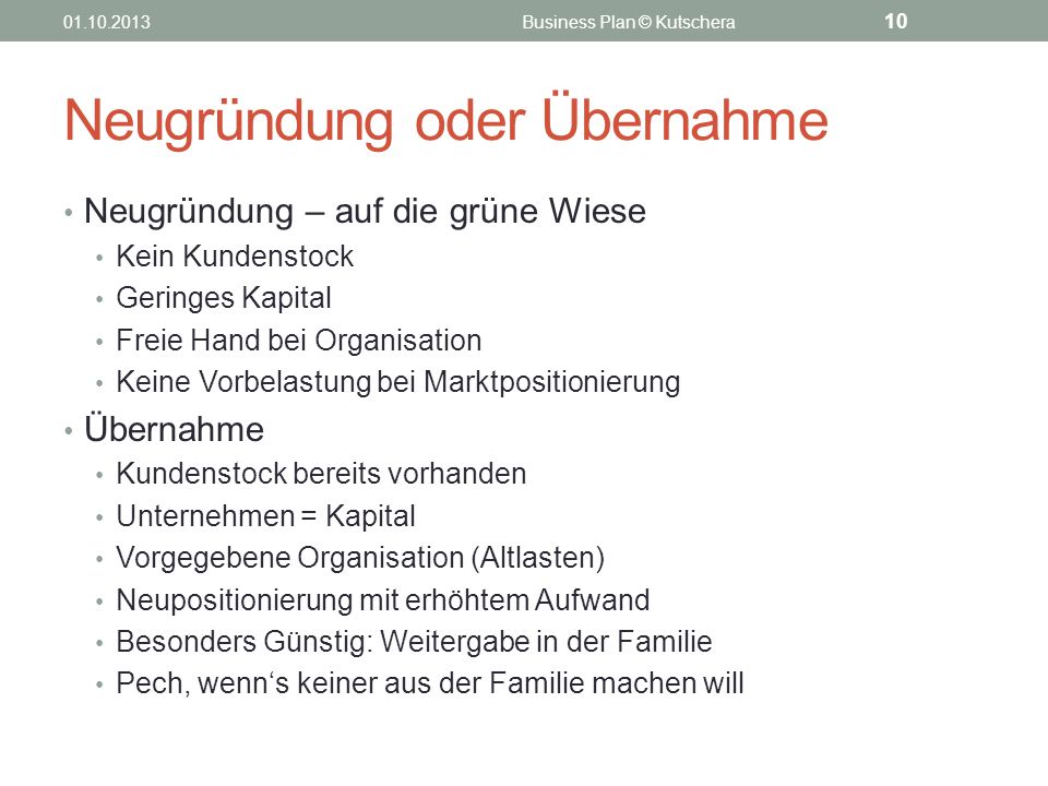Neugründung oder Übernahme
