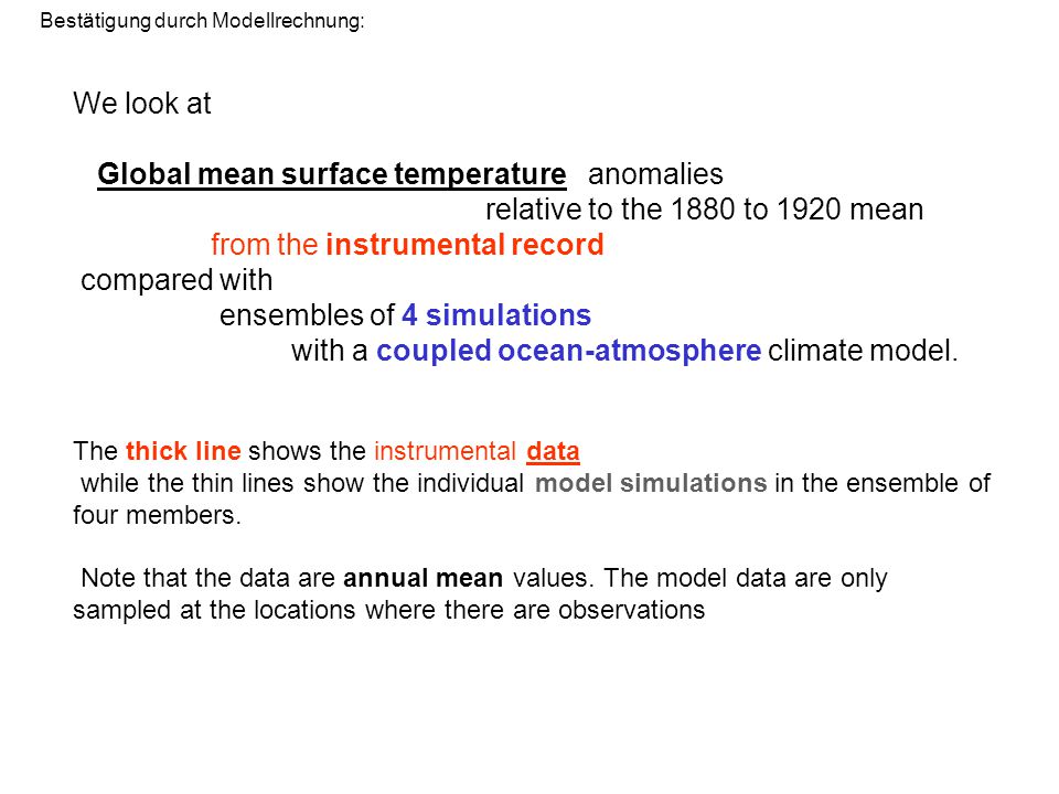 from the instrumental record compared with ensembles of 4 simulations