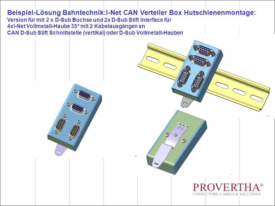 Beispiel-Lösung Bahntechnik:I-Net CAN Verteiler Box Hutschienenmontage: