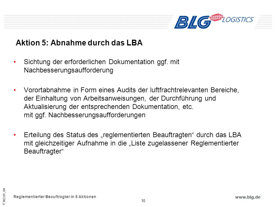 Aktion 5: Abnahme durch das LBA