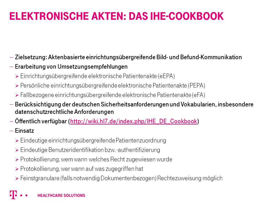 Elektronische Akten: das IHE-Cookbook