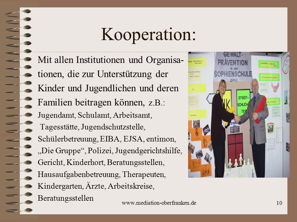 Kooperation: Mit allen Institutionen und Organisa-