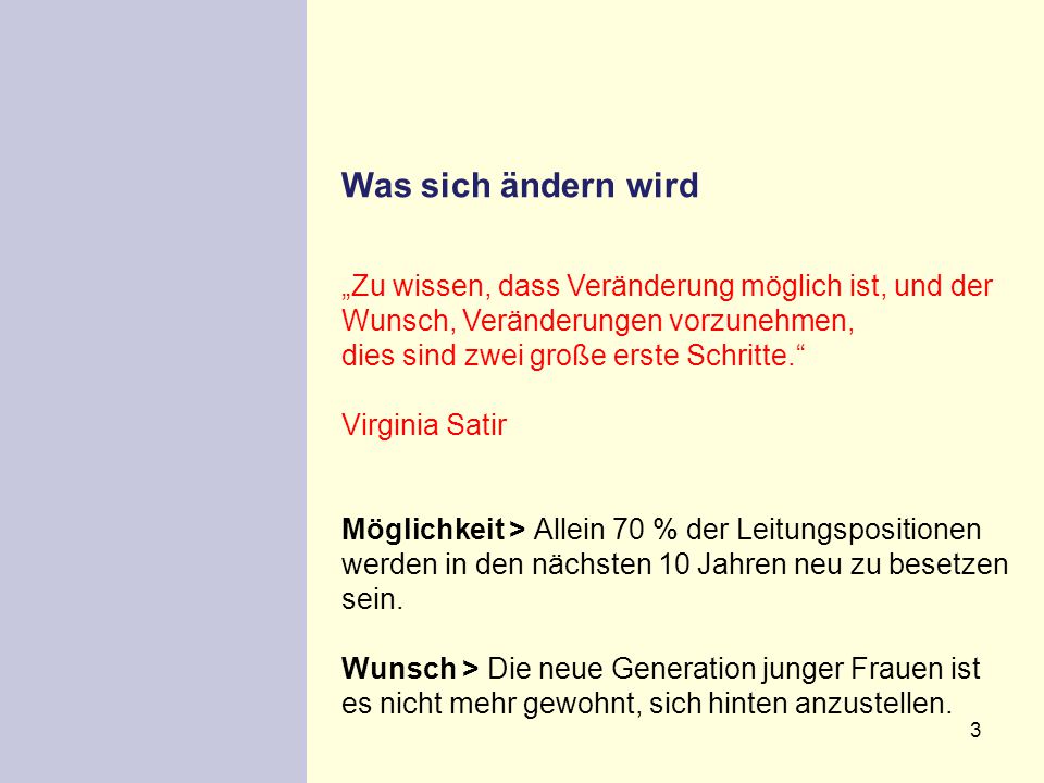 Was sich ändern wird „Zu wissen, dass Veränderung möglich ist, und der Wunsch, Veränderungen vorzunehmen,