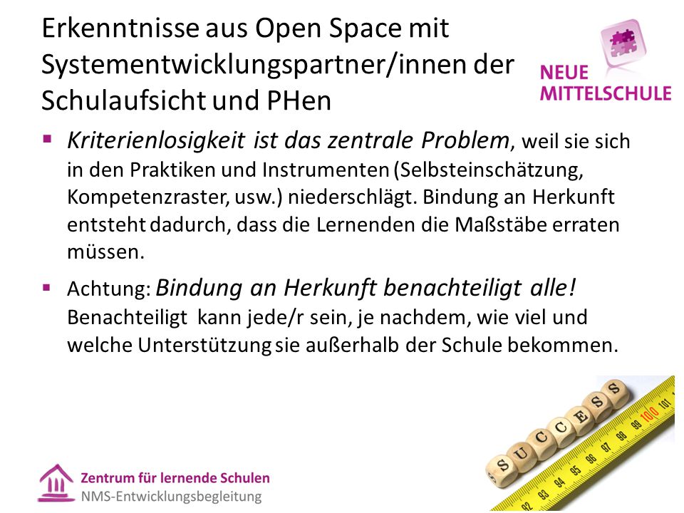 Erkenntnisse aus Open Space mit Systementwicklungspartner/innen der Schulaufsicht und PHen