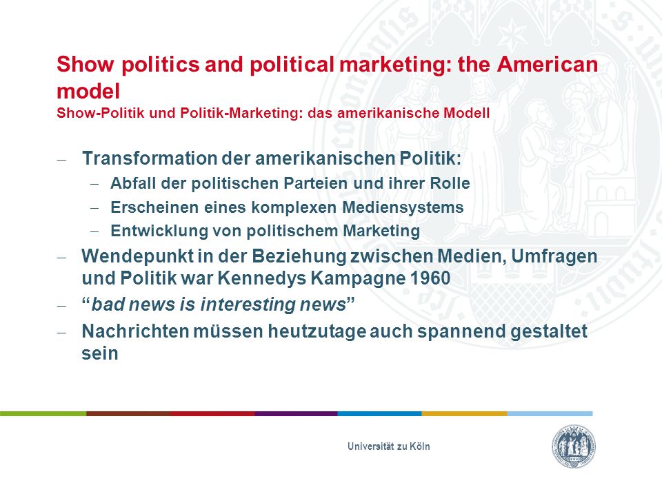 Show politics and political marketing: the American model Show-Politik und Politik-Marketing: das amerikanische Modell