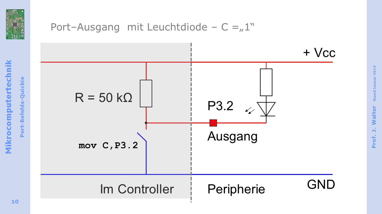 Port–Ausgang mit Leuchtdiode – C =„1