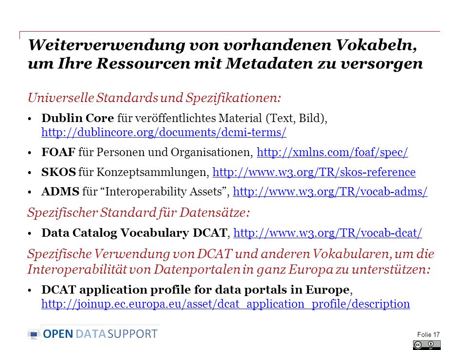 Weiterverwendung von vorhandenen Vokabeln, um Ihre Ressourcen mit Metadaten zu versorgen