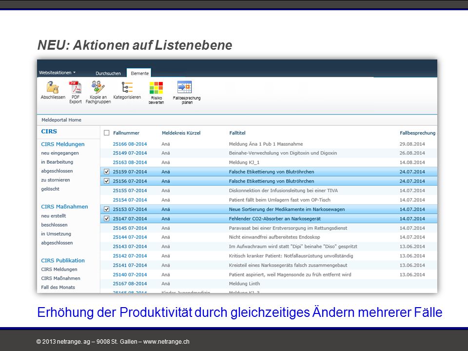 NEU: Aktionen auf Listenebene