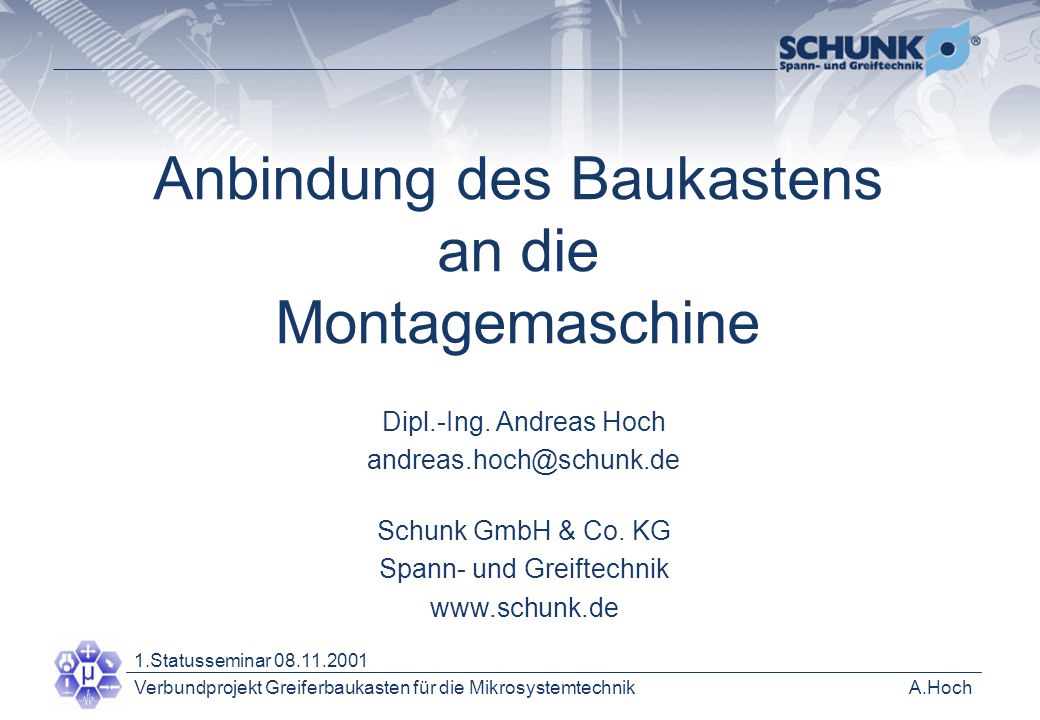 Anbindung des Baukastens an die Montagemaschine