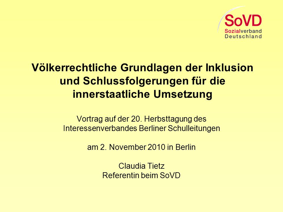Völkerrechtliche Grundlagen der Inklusion und Schlussfolgerungen für die innerstaatliche Umsetzung