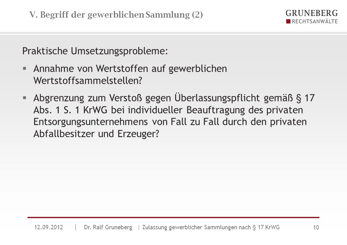 V. Begriff der gewerblichen Sammlung (2)