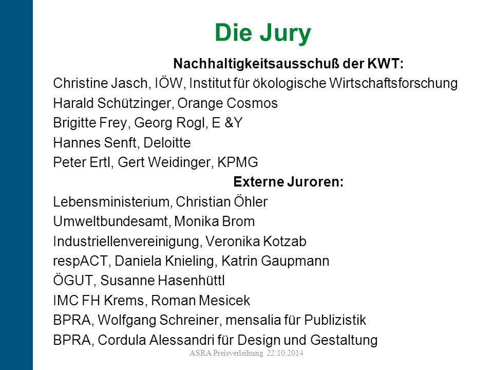Nachhaltigkeitsausschuß der KWT: