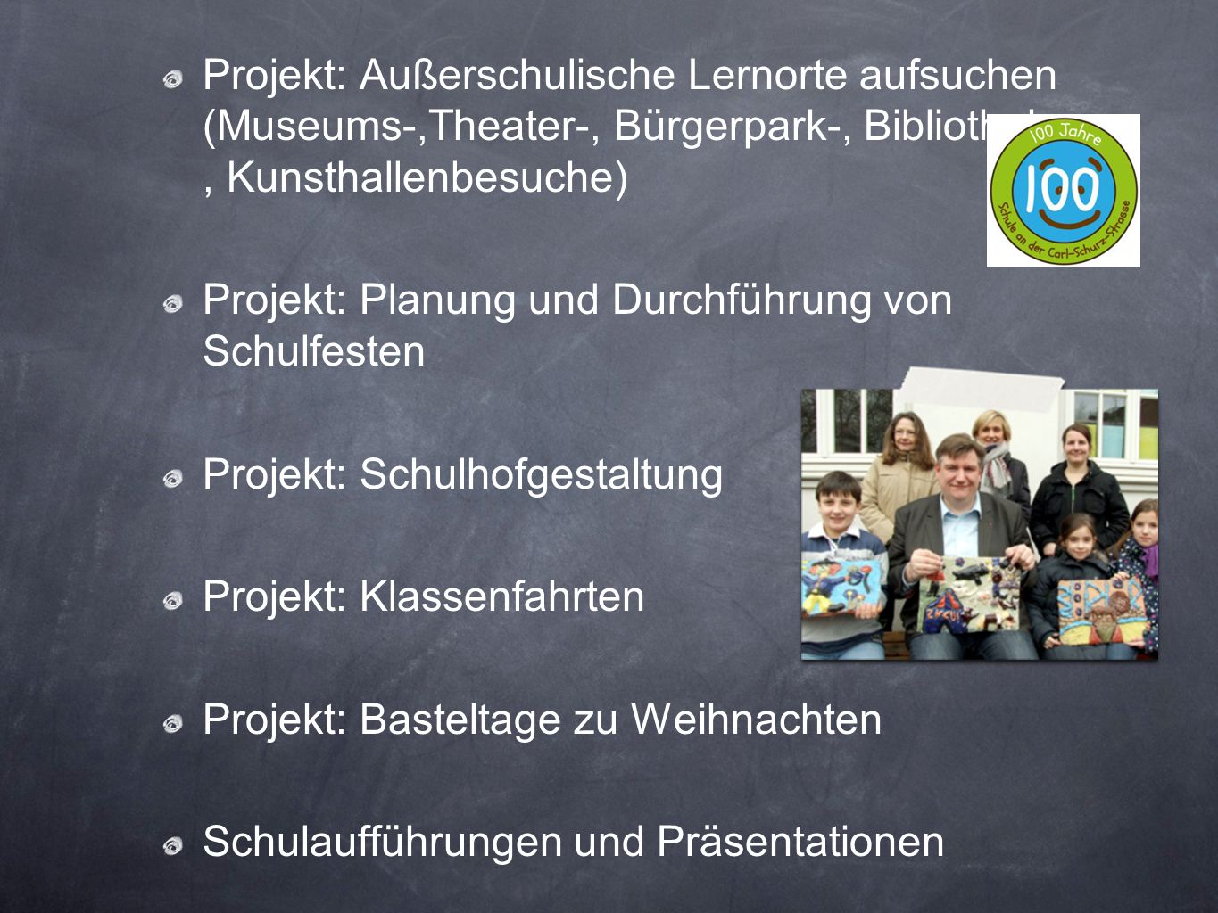 Projekt: Außerschulische Lernorte aufsuchen (Museums-,Theater-, Bürgerpark-, Bibliotheks- , Kunsthallenbesuche)