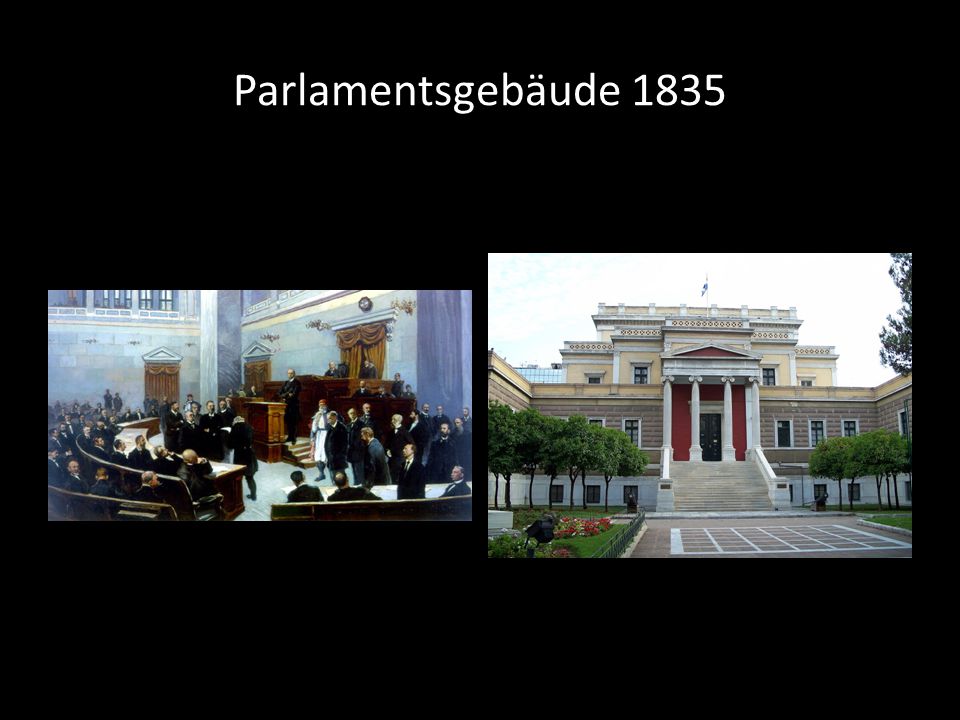 Parlamentsgebäude 1835 François Boulanger), τροποποιημένα από τον Έλληνα αρχιτέκτονα Παναγιώτη Κάλκο.