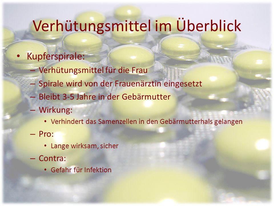 Verhütungsmittel im Überblick