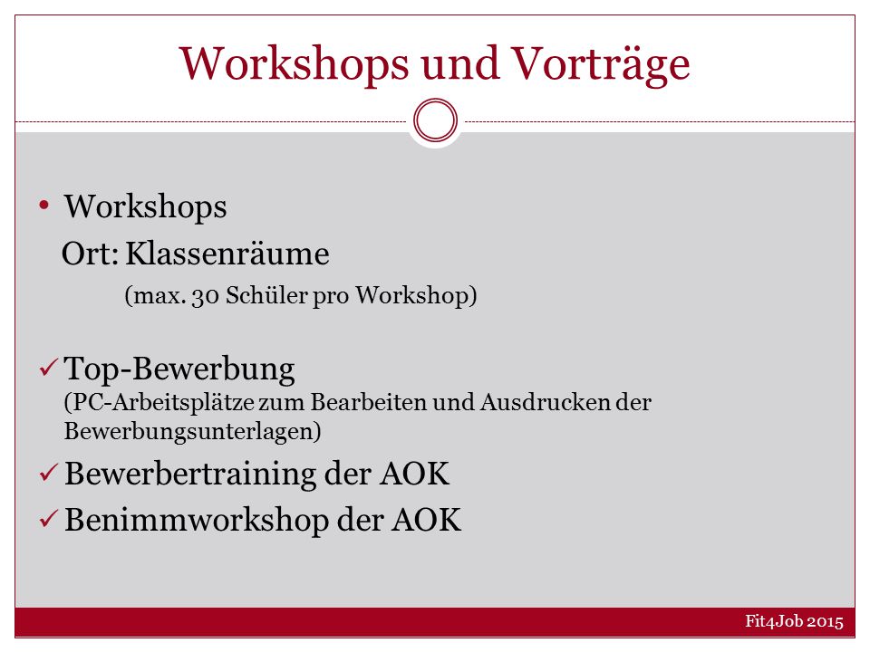 Workshops und Vorträge