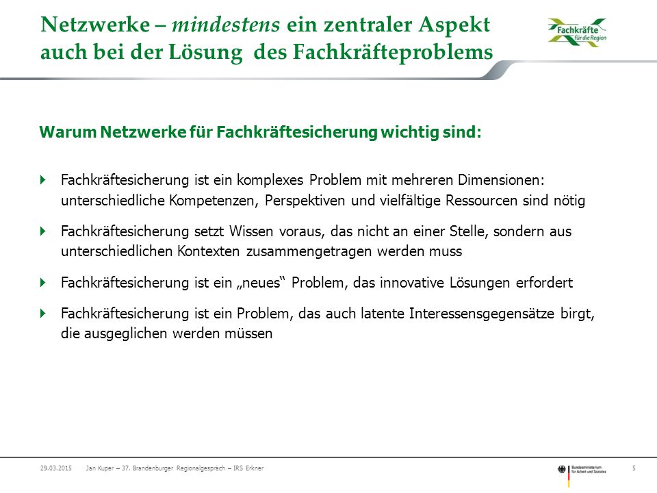 Netzwerke – mindestens ein zentraler Aspekt auch bei der Lösung des Fachkräfteproblems