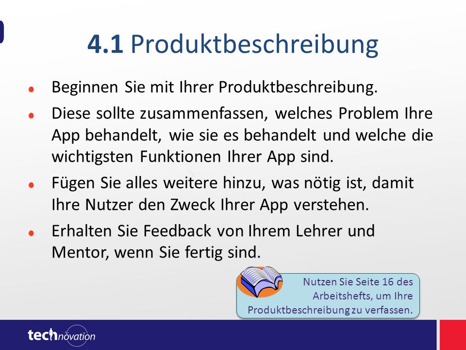4.1 Produktbeschreibung Beginnen Sie mit Ihrer Produktbeschreibung.