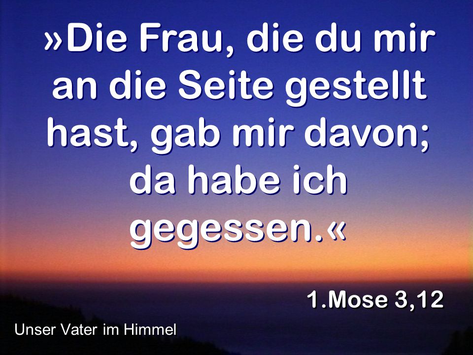 »Die Frau, die du mir an die Seite gestellt hast, gab mir davon; da habe ich gegessen.«