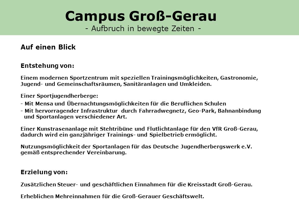 Campus Groß-Gerau - Aufbruch in bewegte Zeiten - Auf einen Blick