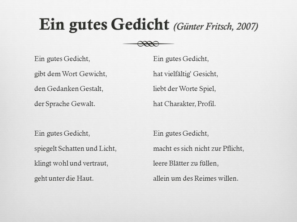 Ein gutes Gedicht (Günter Fritsch, 2007)