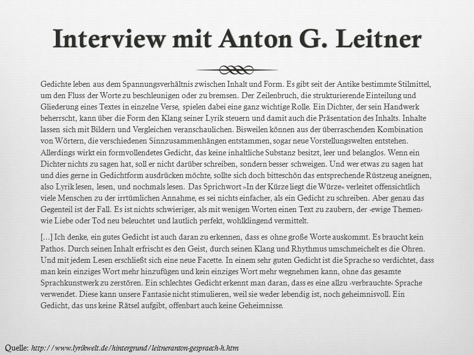 Interview mit Anton G. Leitner