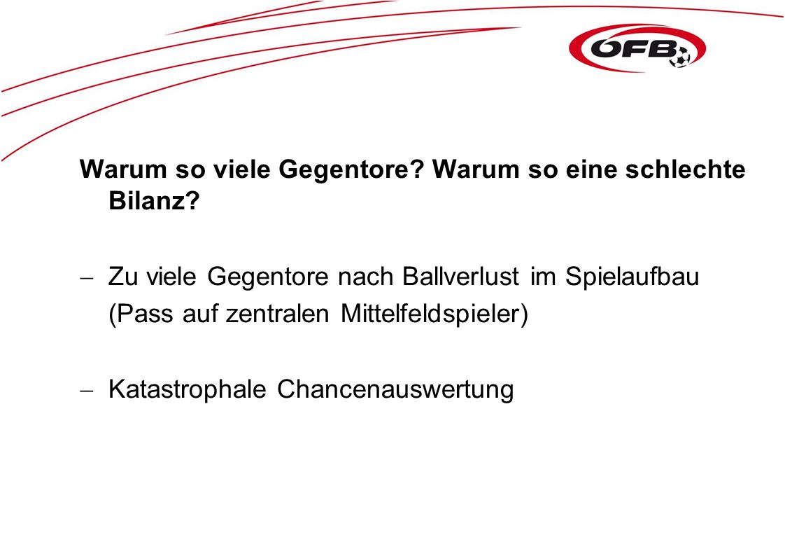 Warum so viele Gegentore Warum so eine schlechte Bilanz