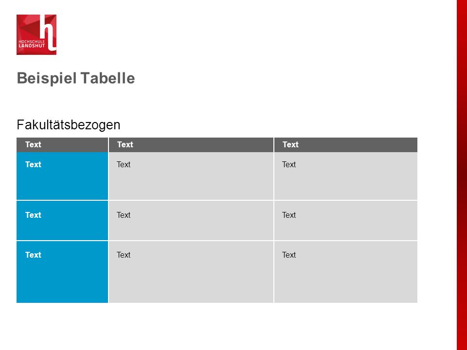 Beispiel Tabelle Fakultätsbezogen Text Text Text Text Text Text Text