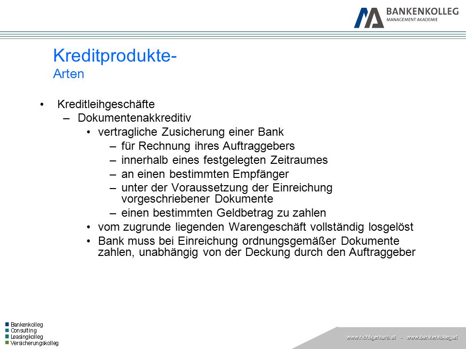 Kreditprodukte- Arten