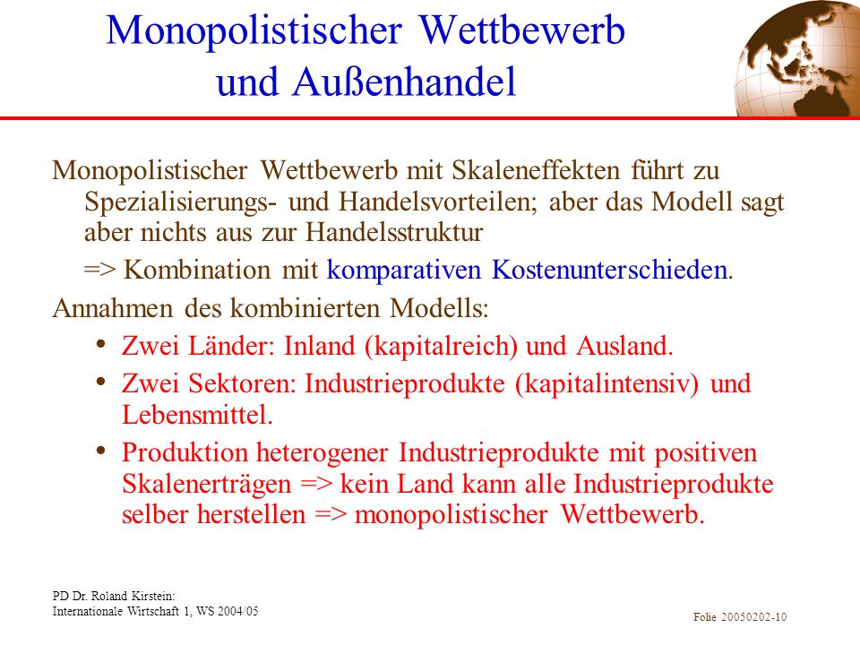 Monopolistischer Wettbewerb und Außenhandel