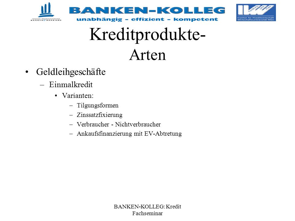 Kreditprodukte- Arten