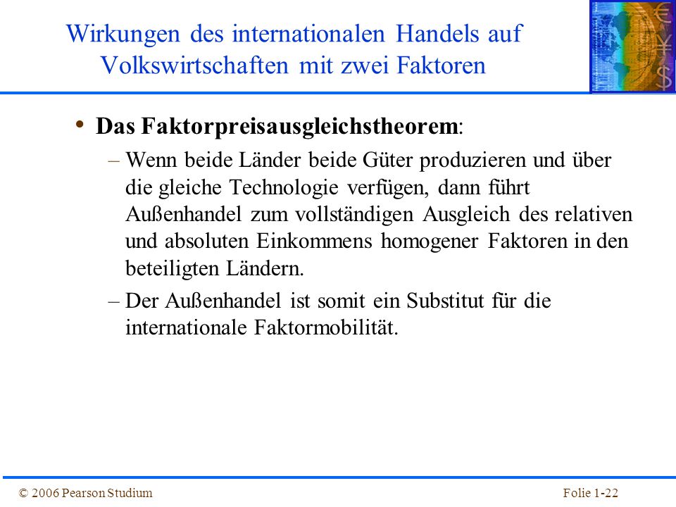 Wirkungen des internationalen Handels auf Volkswirtschaften mit zwei Faktoren