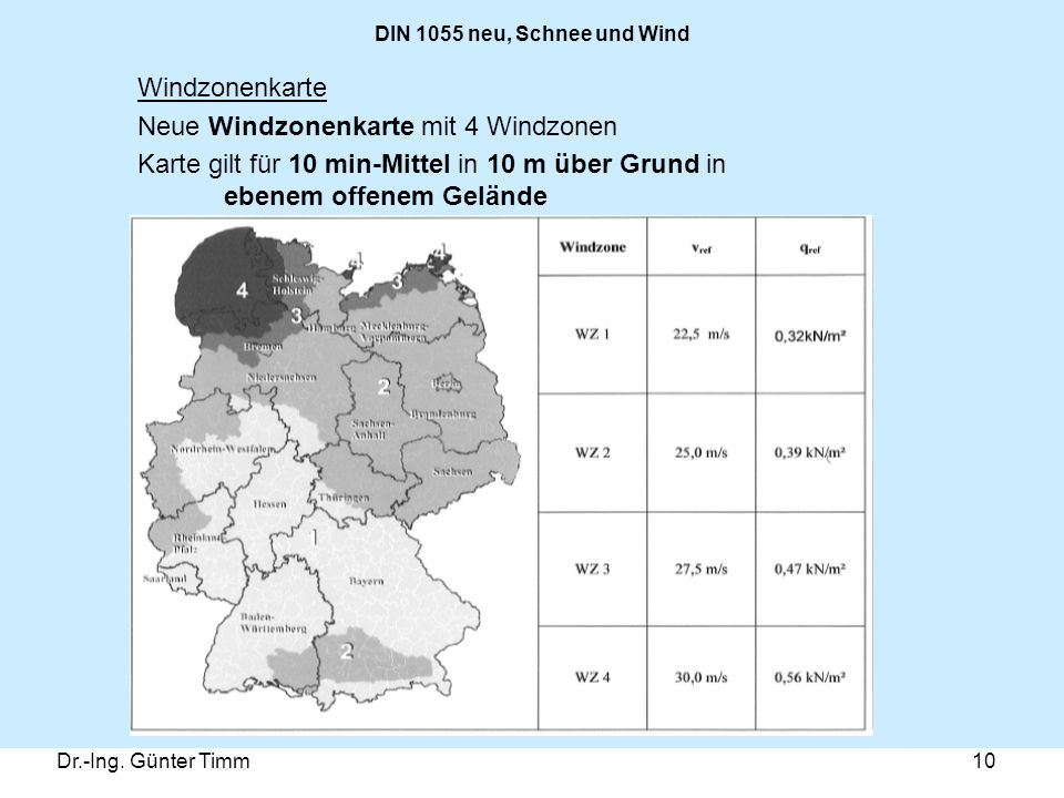 Neue Windzonenkarte mit 4 Windzonen