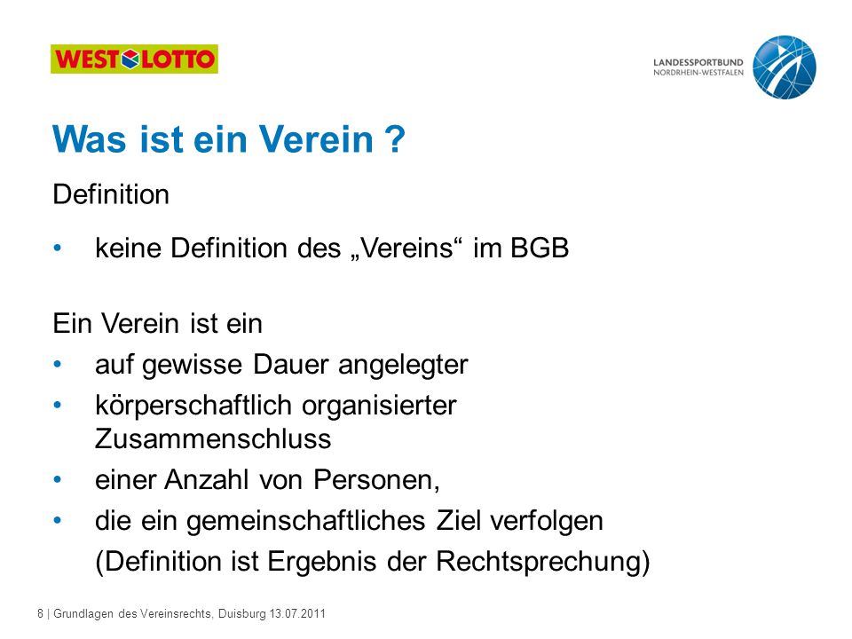 Was ist ein Verein Definition keine Definition des „Vereins im BGB