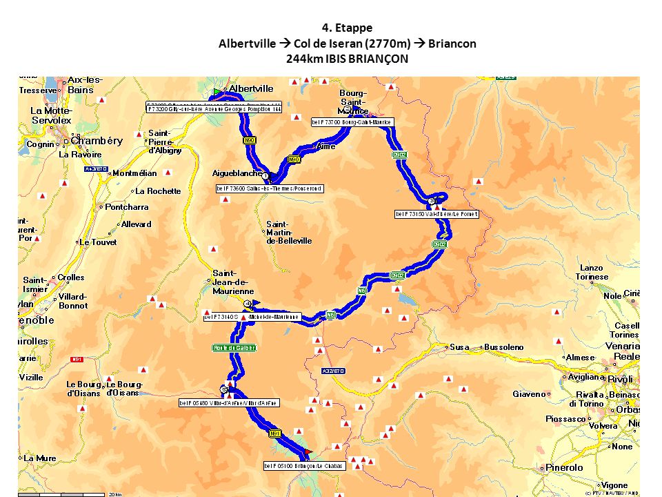 4. Etappe Albertville  Col de Iseran (2770m)  Briancon 244km ibis Briançon