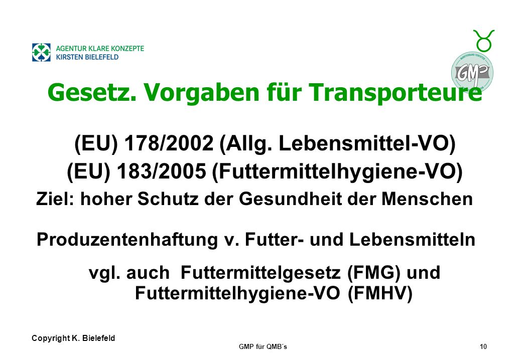 Gesetz. Vorgaben für Transporteure