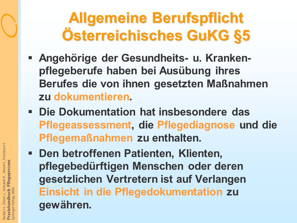 Allgemeine Berufspflicht Österreichisches GuKG §5