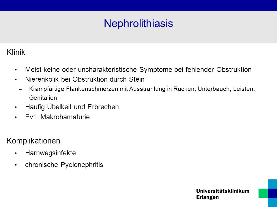 Nephrolithiasis Klinik Komplikationen